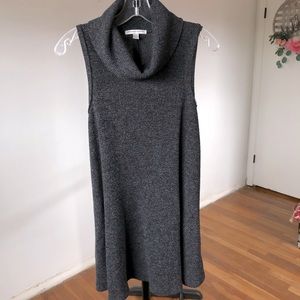 American Eagle Outfitters Cowl Neck Gray Ribbed Sleeveless Swing Dress
